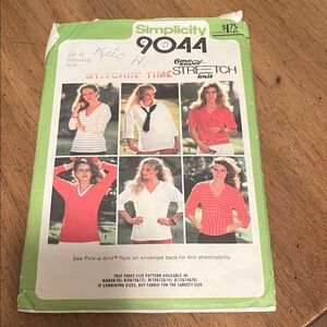 Simplicity 9044 pattern size 0 Women's Striped V-Neck Sweater